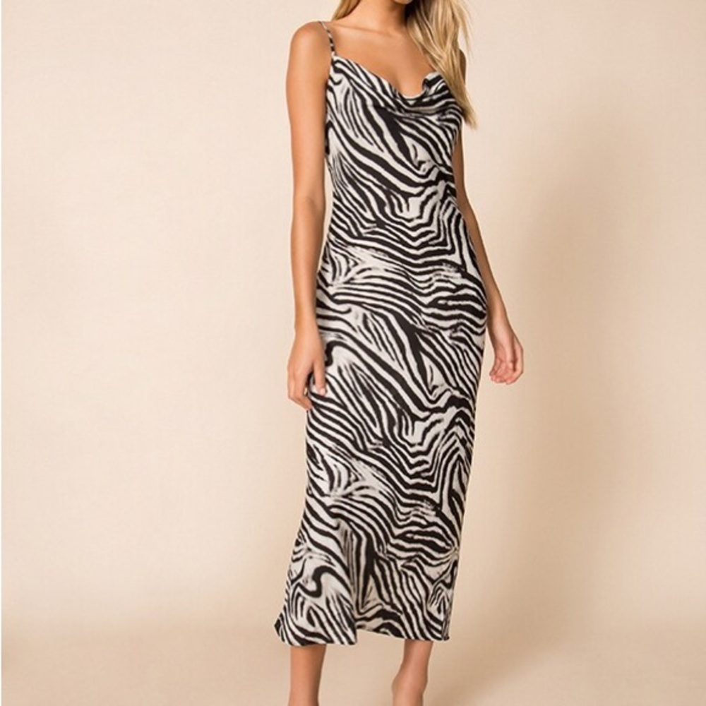 Superdown dina draped maxi dress in zebra